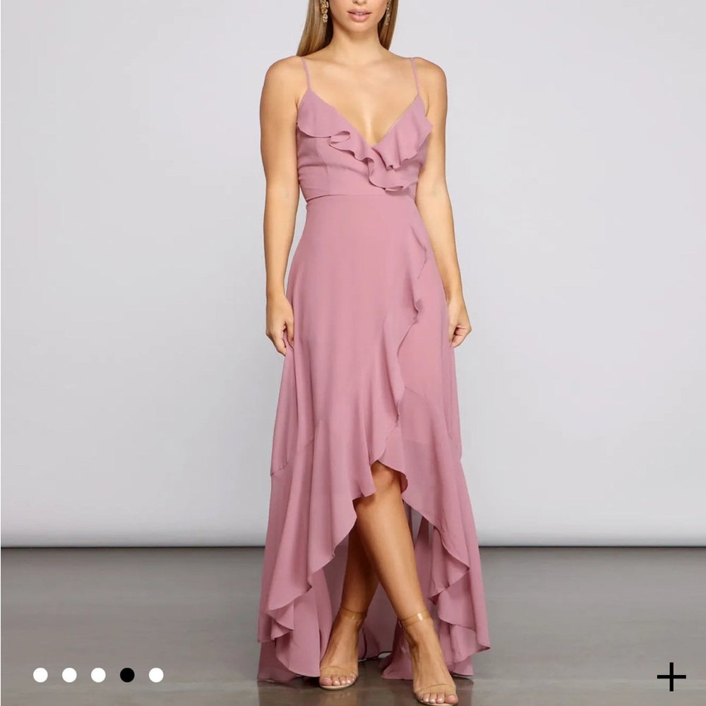 Frilly Romance Ruffled Chiffon High Low Dress